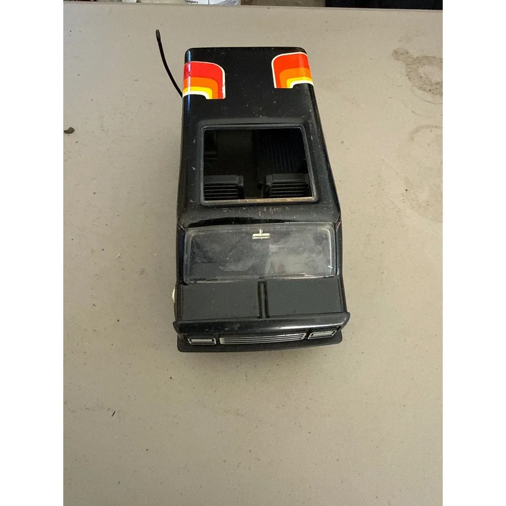Vintage Tonka Custom Van Black with Orange Sunset Stripes Pressed Steel Toy